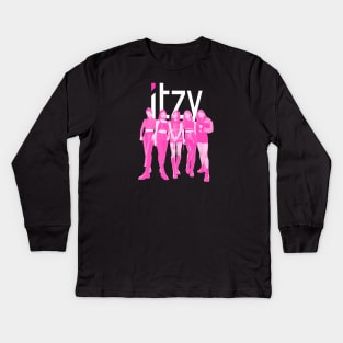 ITZY Pink N' White Kids Long Sleeve T-Shirt